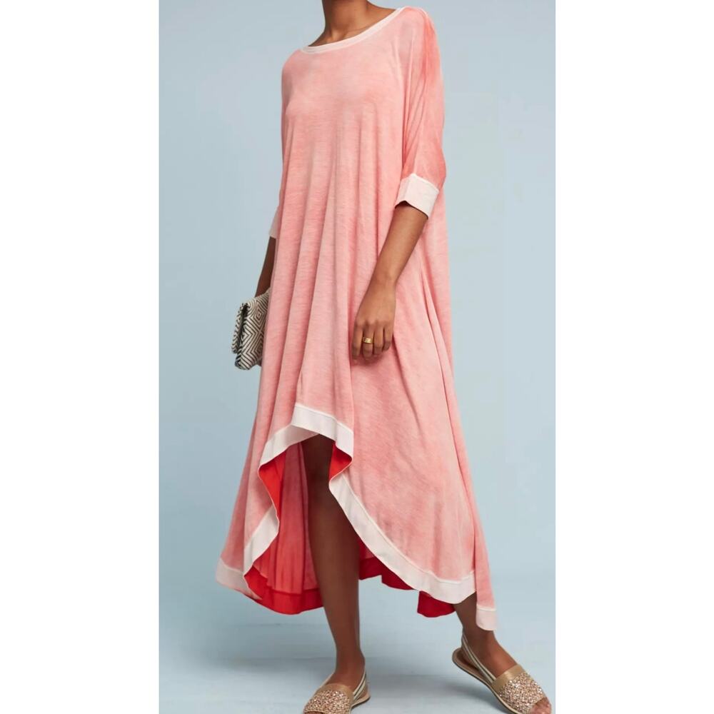 Anthropologie Lilka Feteworthy Knit Dress XS Small Pink Boho Oversized Caftan